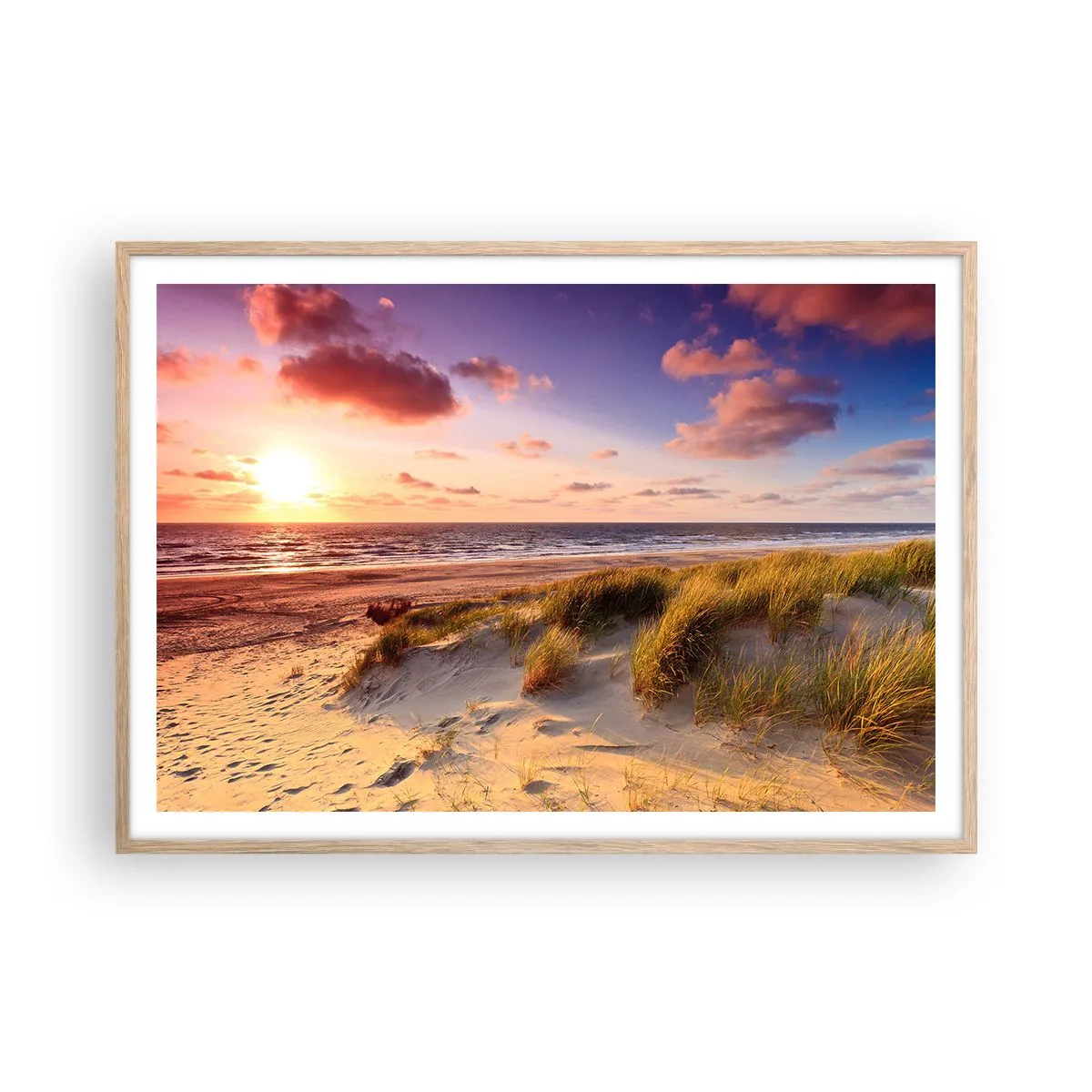 Een poster in een licht eiken lijst - De lucht ruikt al in de zomer - 100x70 cm