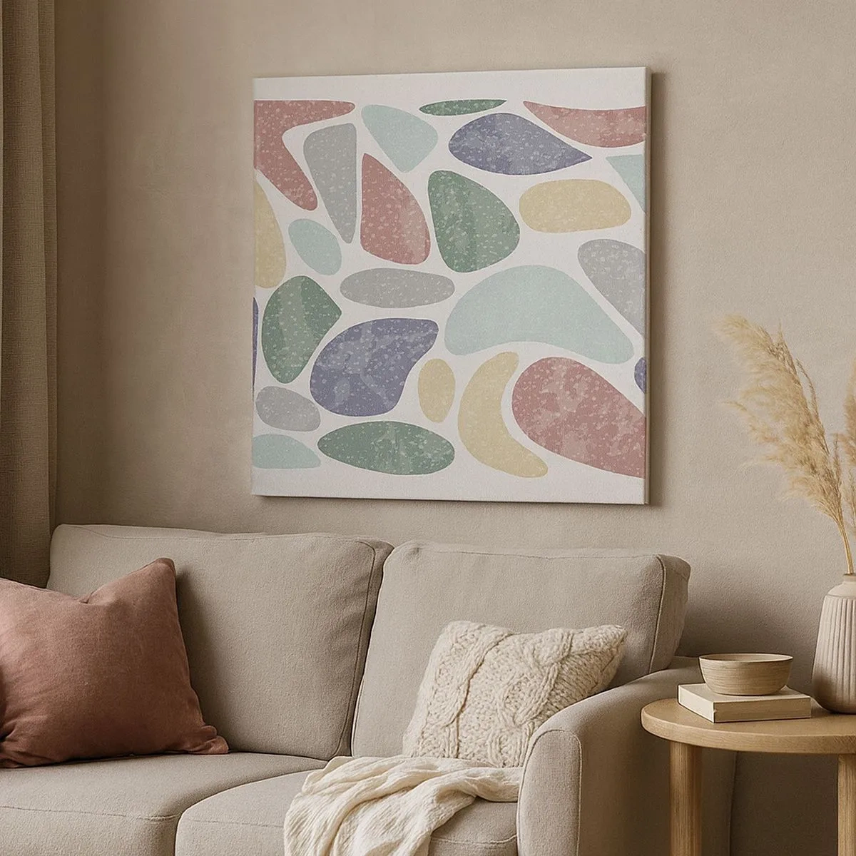 Schilderen op canvas - Een mozaïek van poederkleuren - 30x30 cm