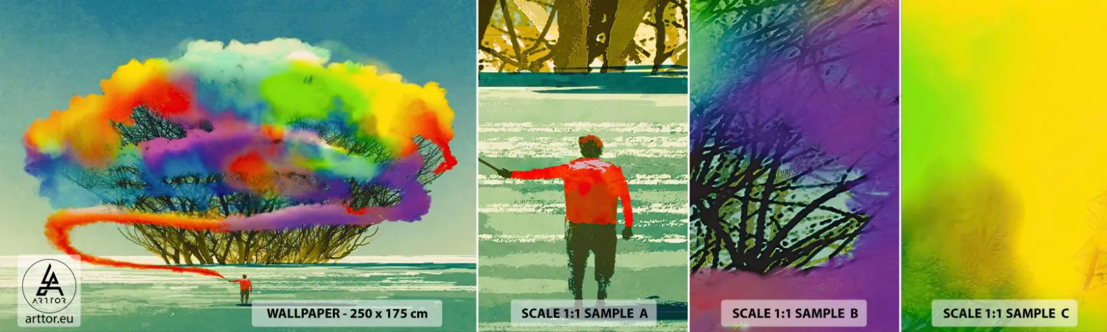 Fotobehang Staaltje Standard Eco - Breng deze wereld tot leven - Abstractie, Man, Modern patroon - 100x30 cm