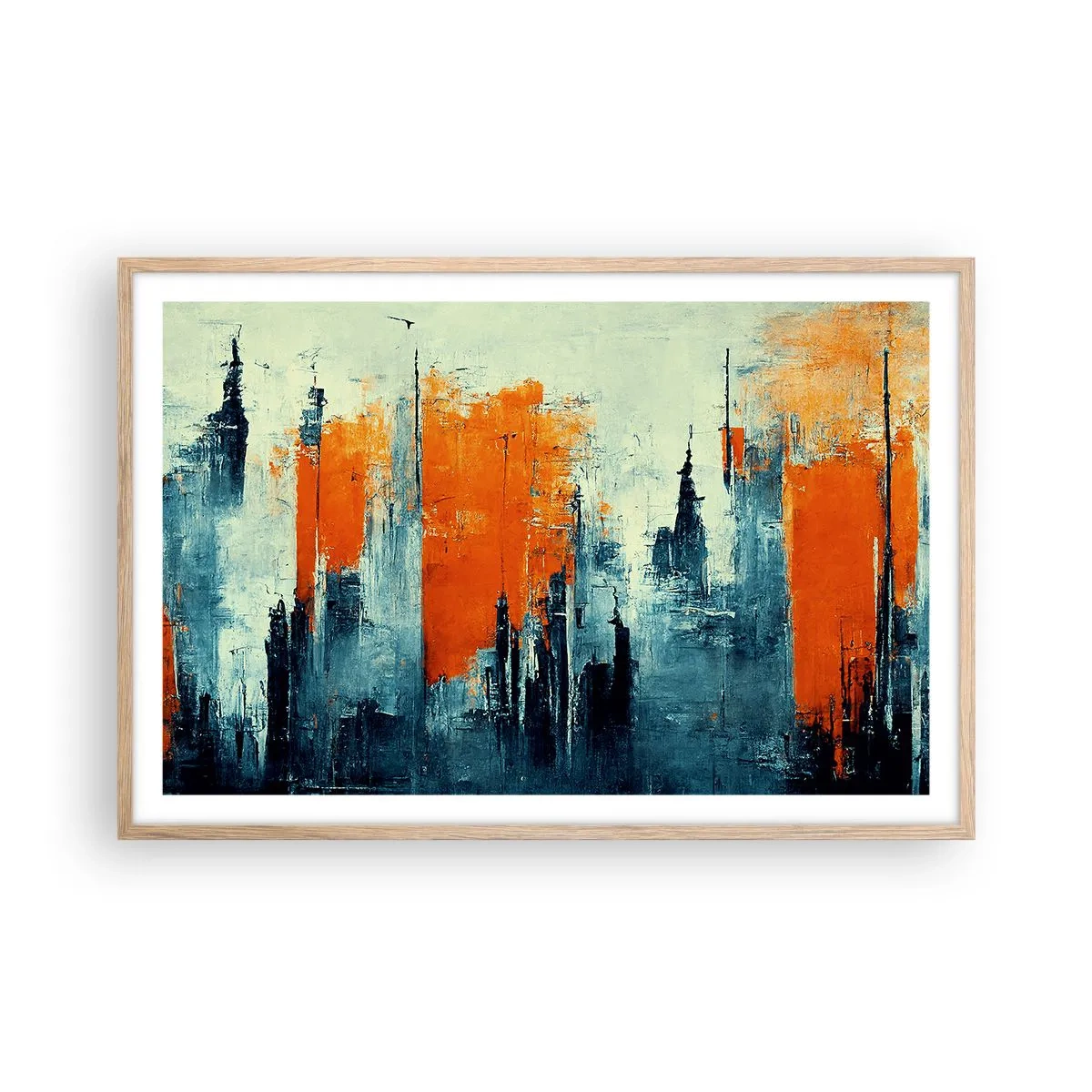 Een poster in een licht eiken lijst - Modern landschap - 91x61 cm