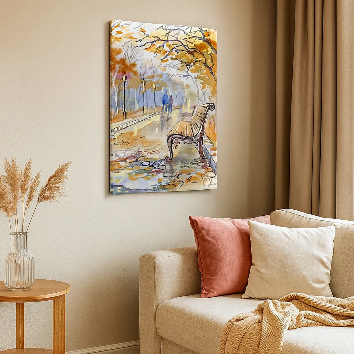 Schilderen op canvas - Samen wandelen in de herfst - 50x70 cm