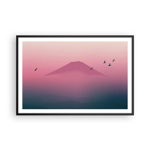 Poster in een zwarte lijst - Wandelaars boven de wolken - 91x61 cm