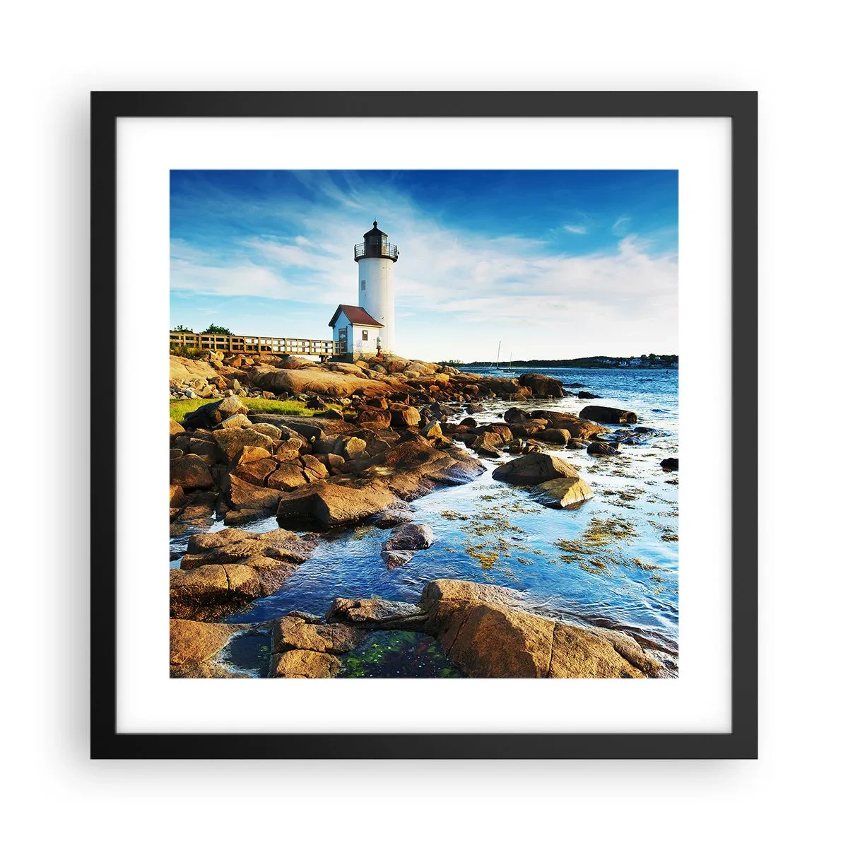 Poster in een zwarte lijst - Kom blij terug, ik wacht - 40x40 cm