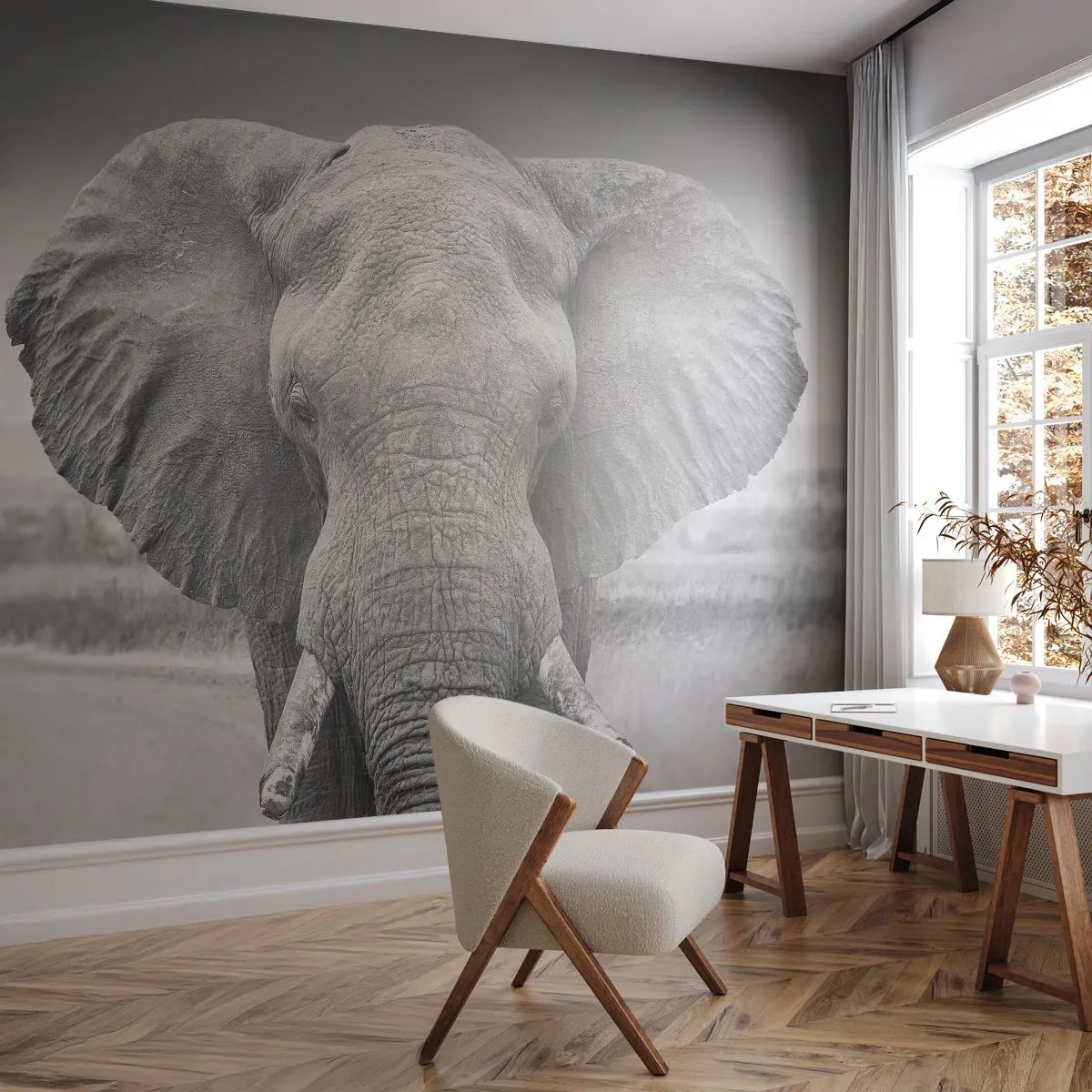 Zelfklevend Fotobehang Deluxe Sticker - Welkom in mijn wereld - Olifant, Afrika, Dieren - 200x140 cm