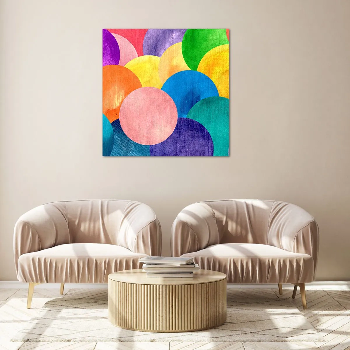 Schilderen op glas - De oorspronkelijke volheid van het leven - 70x70 cm