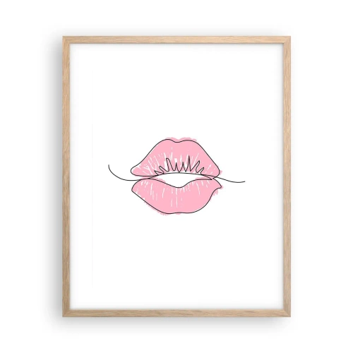 Een poster in een licht eiken lijst - Klaar om te kussen? - 40x50 cm