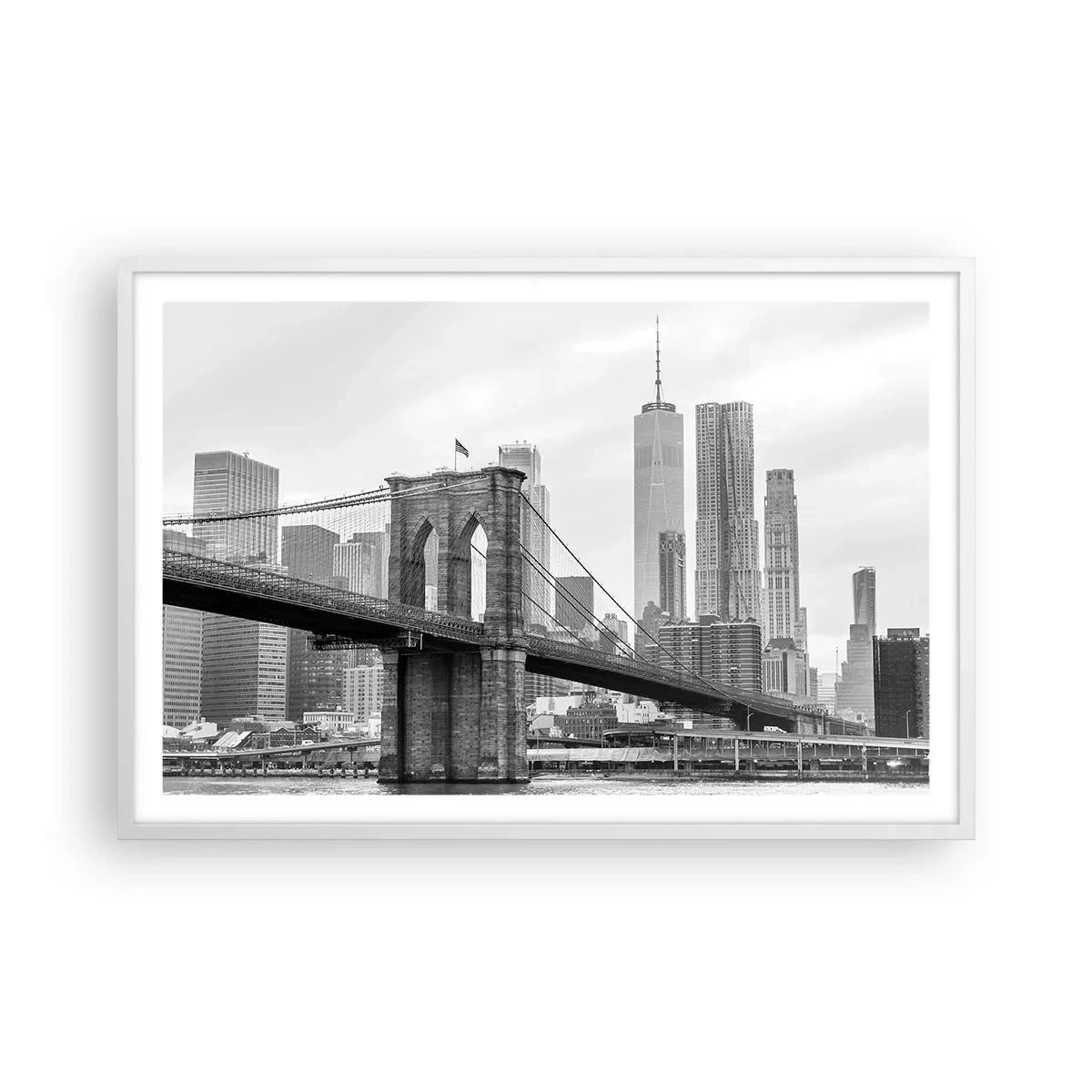 Poster in een witte lijst - New Yorkse sfeer - 91x61 cm