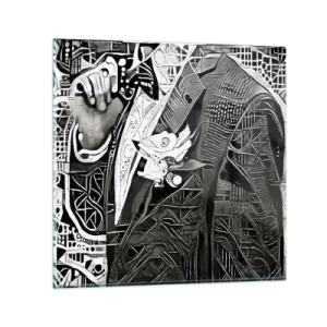 Schilderen op glas - Alleen een ogenschijnlijk grijze man - 70x70 cm