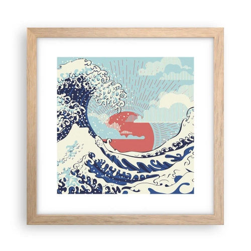 Een poster in een licht eiken lijst - Van Japanse inspiratie - 30x30 cm