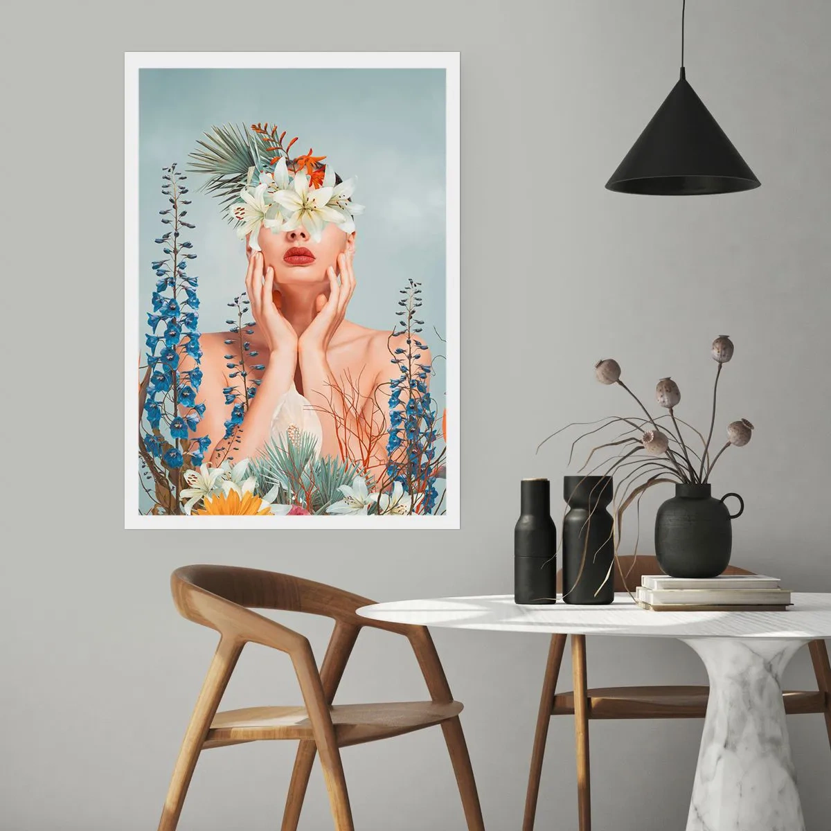 Poster - Vrouw - bloem - 40x50 cm