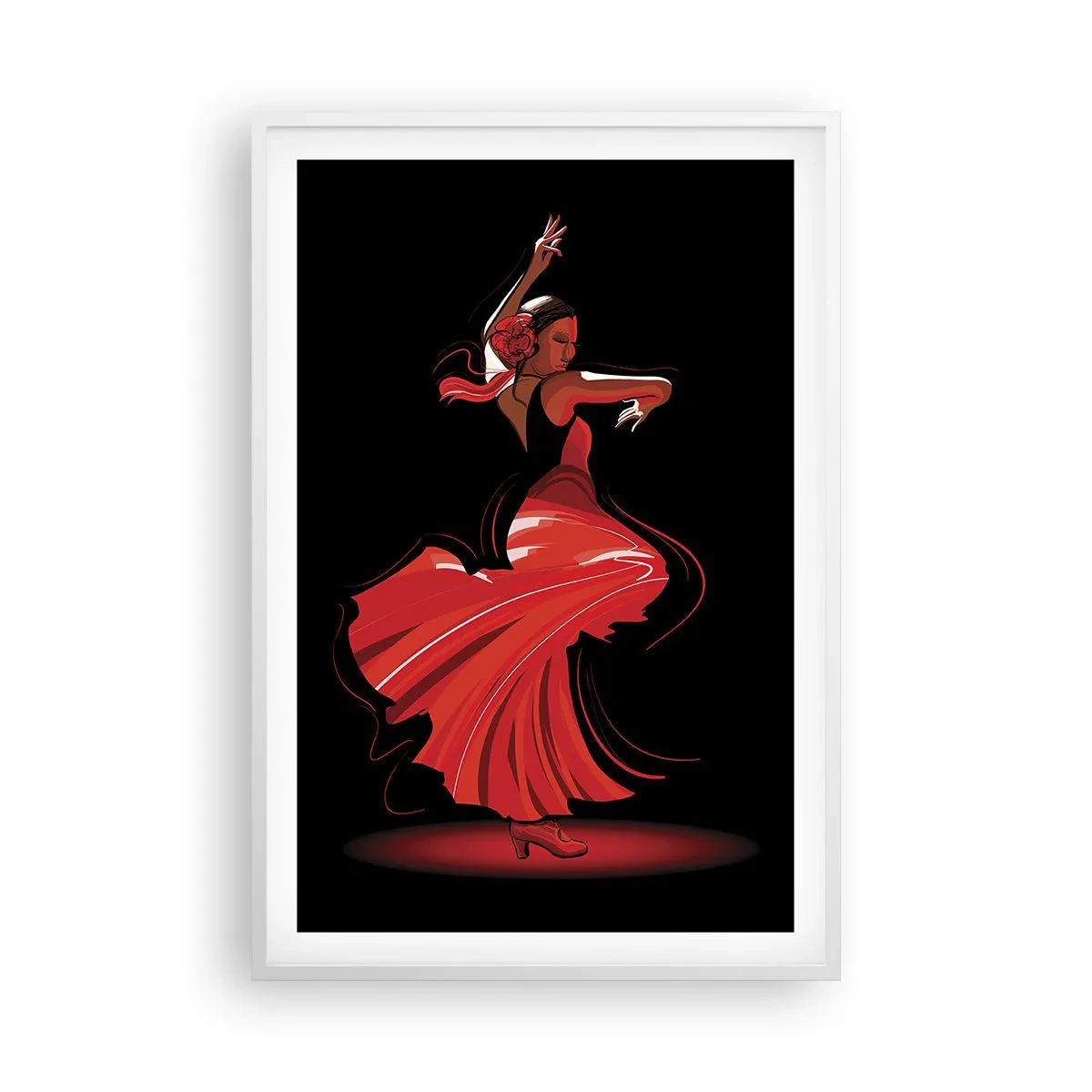 Poster in een witte lijst - De vurige geest van flamenco - 61x91 cm