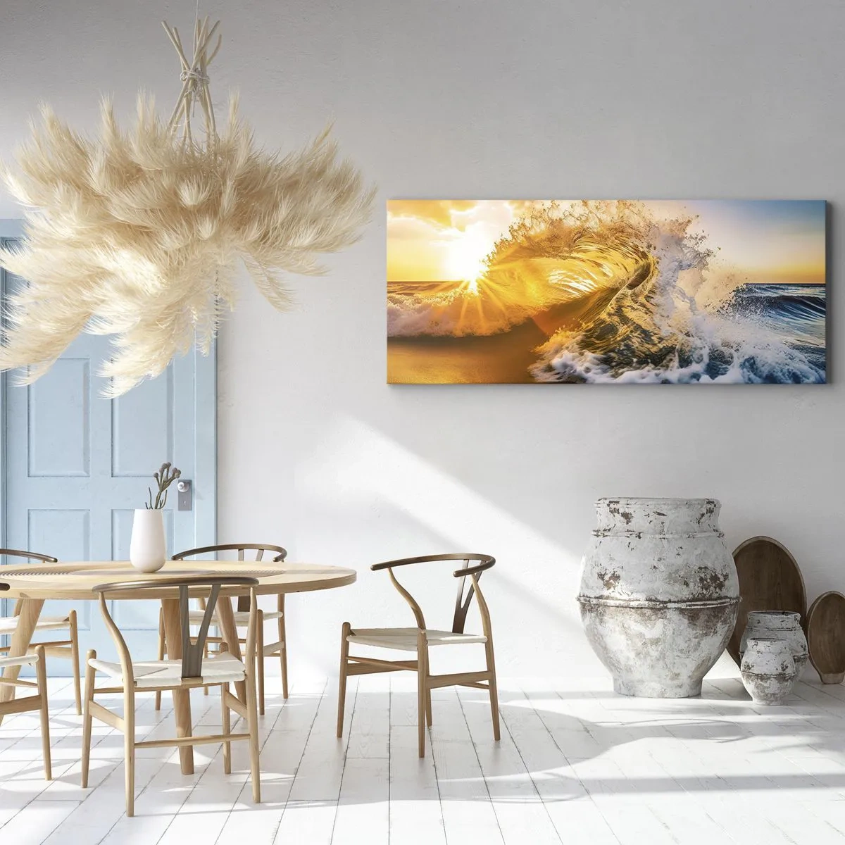 Schilderen op canvas - Plezier in het zand - 100x40 cm