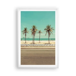 Poster in een witte lijst - Op wacht op het strand - 61x91 cm