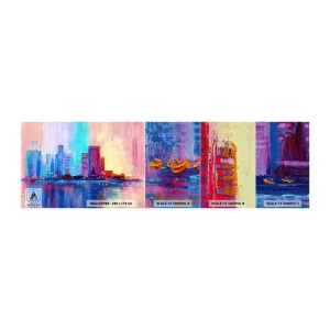 Fotobehang Monster Premium Sand - Badend in kleuren - Stad, Architectuur, Deel - 100x30 cm