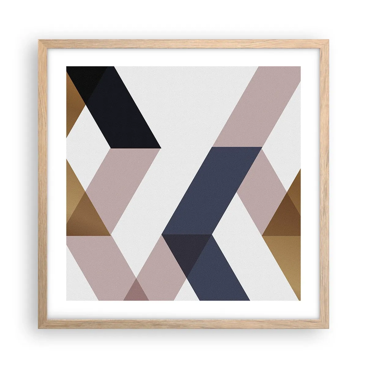 Een poster in een licht eiken lijst - Vlakken en hoeken - 50x50 cm