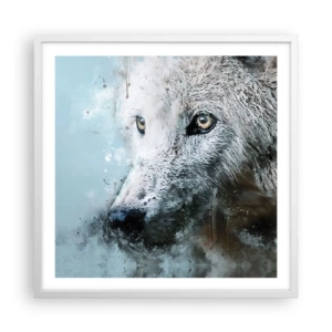 Poster in een witte lijst - Ontmoet de wolvenziel - 60x60 cm