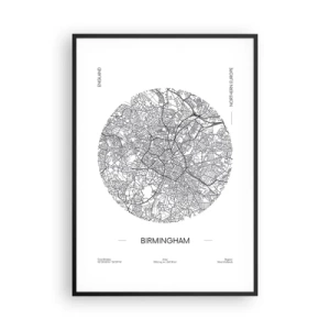 Poster in een zwarte lijst - Anatomie van Birmingham - 70x100 cm