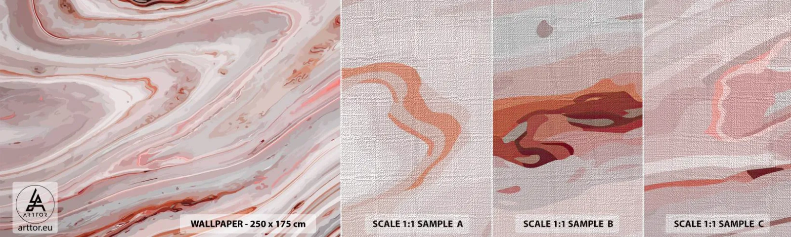 Fotobehang Monster Premium Canvas - Roze vloeistof - Abstractie, Deel, Modern patroon - 100x30 cm