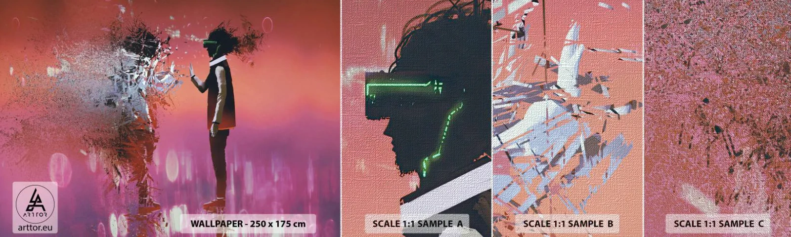 Fotobehang Monster Premium Canvas - Kun je naar jezelf kijken? - Abstractie, Deel, Mensen - 100x30 cm