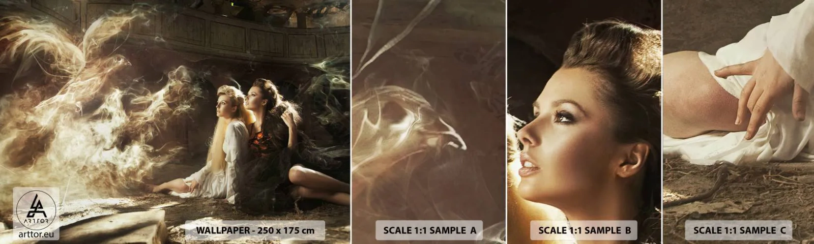 Fotobehang Staaltje Standard Eco - En er was poëzie - Abstractie, Feniks, Vrouw - 100x30 cm