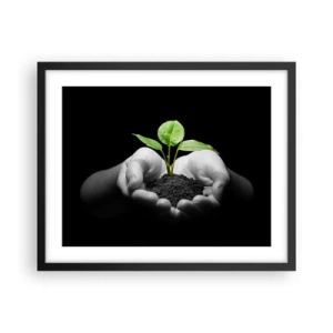 Poster in een zwarte lijst - Ik hou van de natuur, ik bescherm haar - 50x40 cm