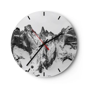 Wandklok - Klok - Zwart-witte besneeuwde bergtoppen - 30x30cm - Granieten gevaarlijke nok - Moderne wanddecoratie voor woonkamer, keuken en slaapkamer ARTTOR