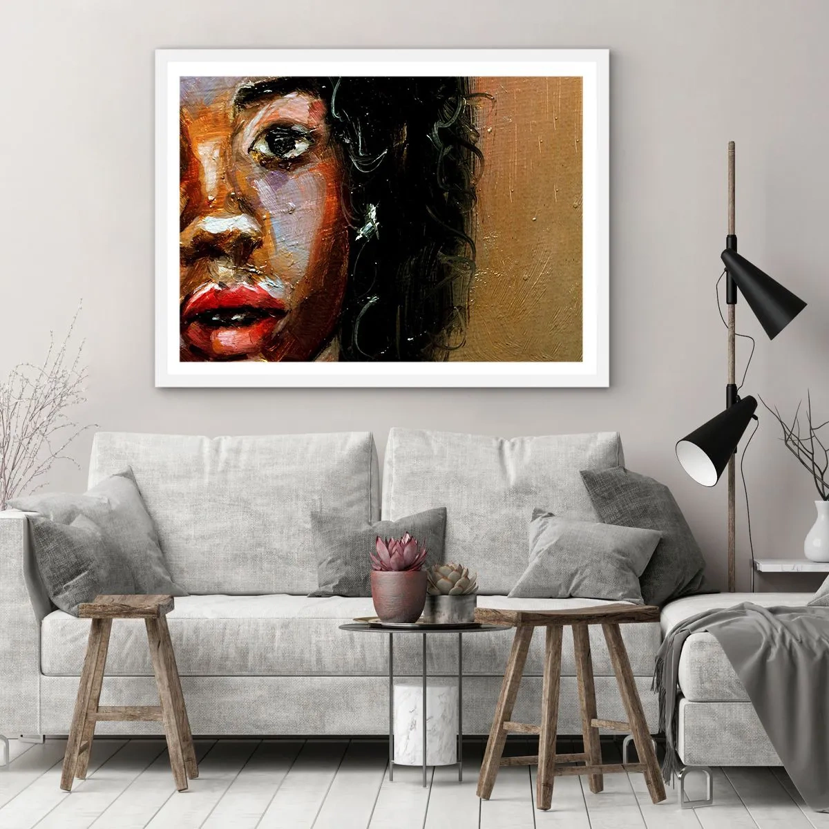Poster in een witte lijst - Zwart en gloed - 40x30 cm