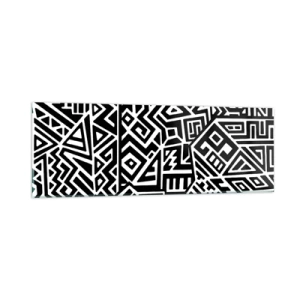 Schilderen op glas - Pre-Columbiaanse compositie - 90x30 cm