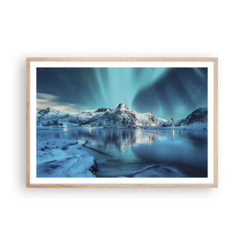 Een poster in een licht eiken lijst - lichtnacht - 91x61 cm