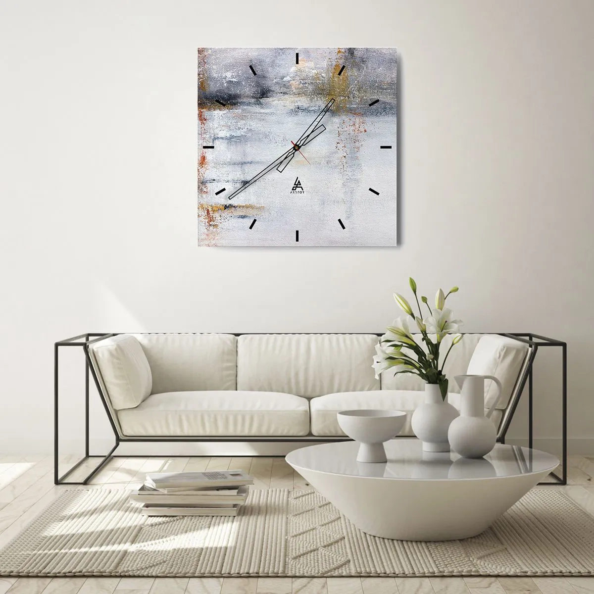 Wandklok - Klok - Achter de luchtgordijn - 30x30 cm