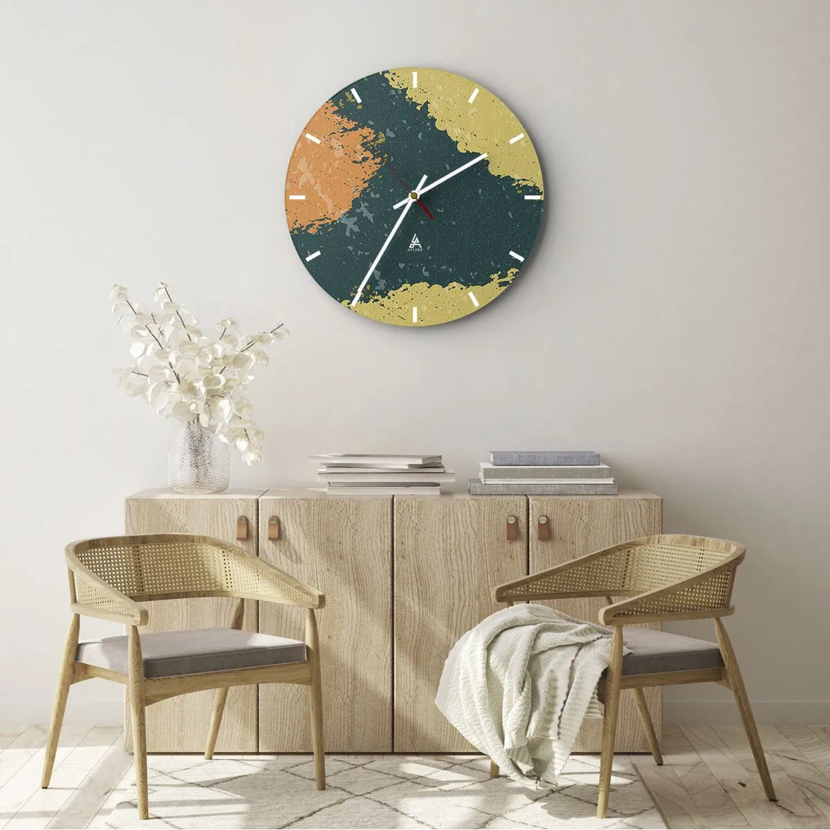 Wandklok - Klok - Abstractie – langzame beweging - 40x40 cm