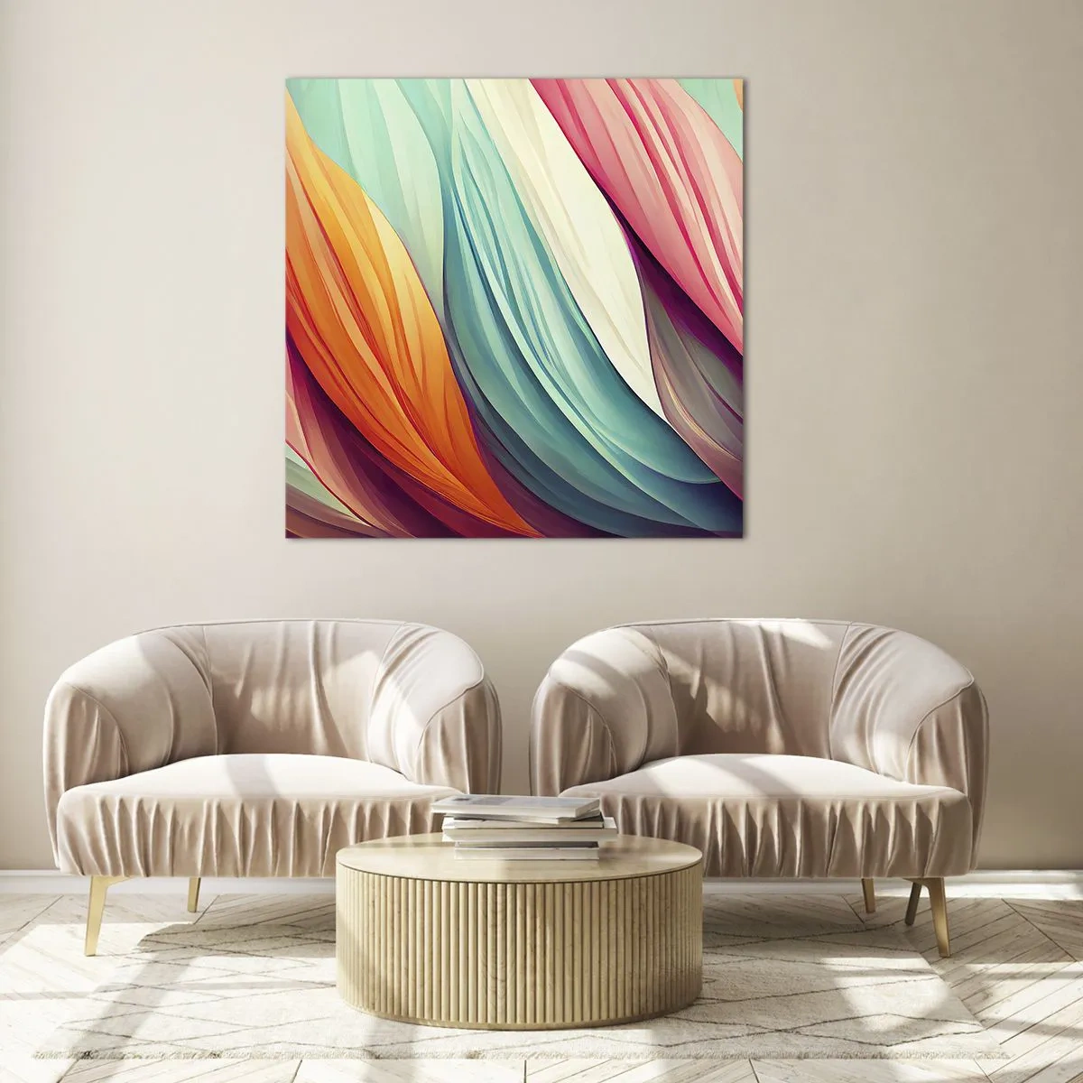 Schilderen op glas - Regenboog geweven - 30x30 cm