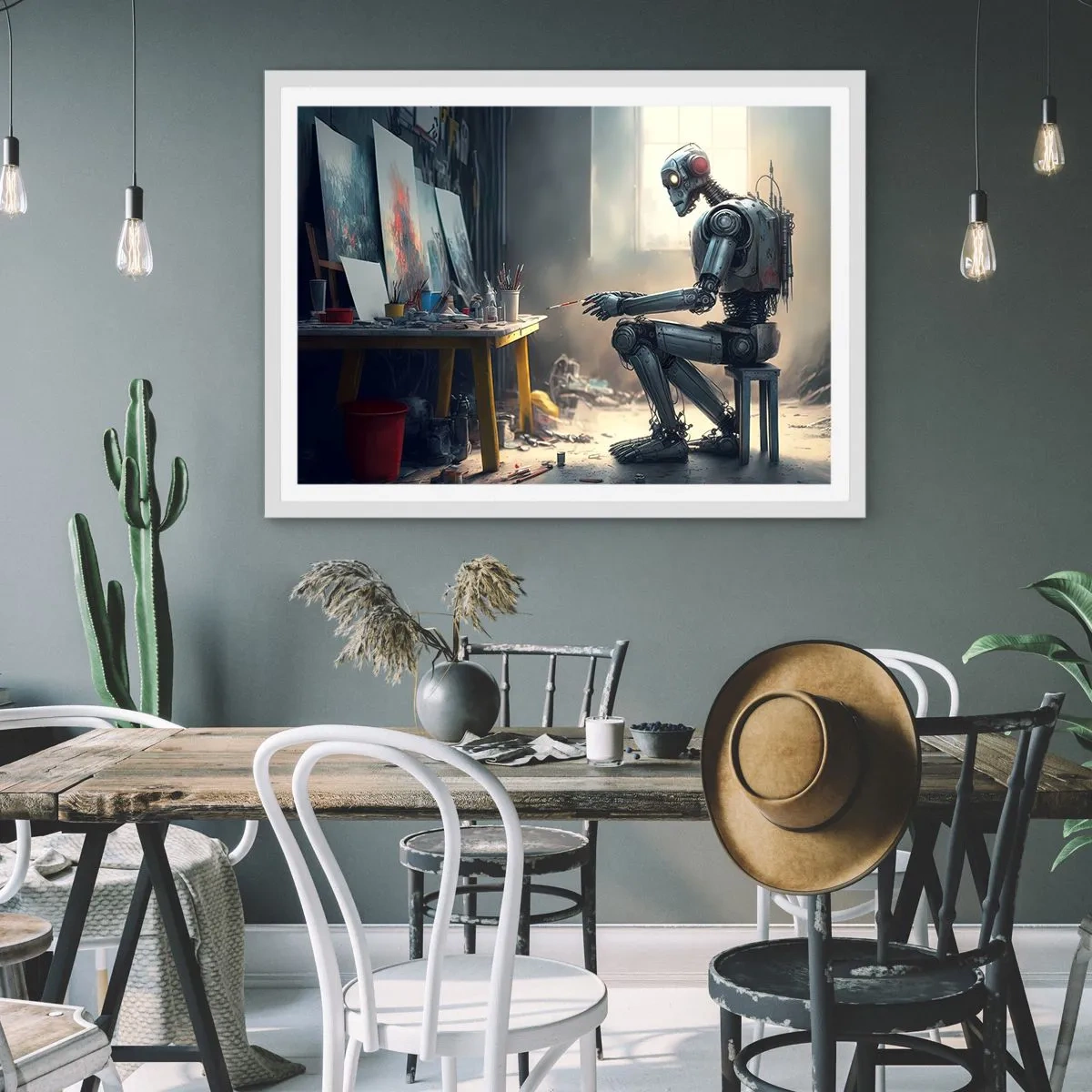 Poster in een witte lijst - De scheppingsdaad - 50x40 cm