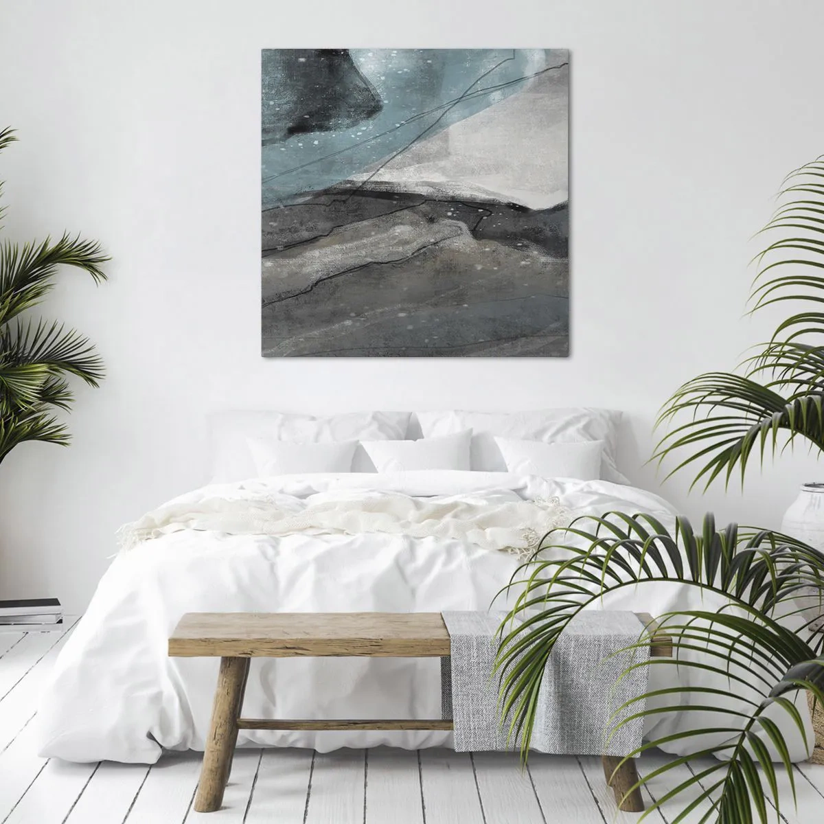 Schilderen op canvas - Abstractie: rotsen en ijs - 70x70 cm