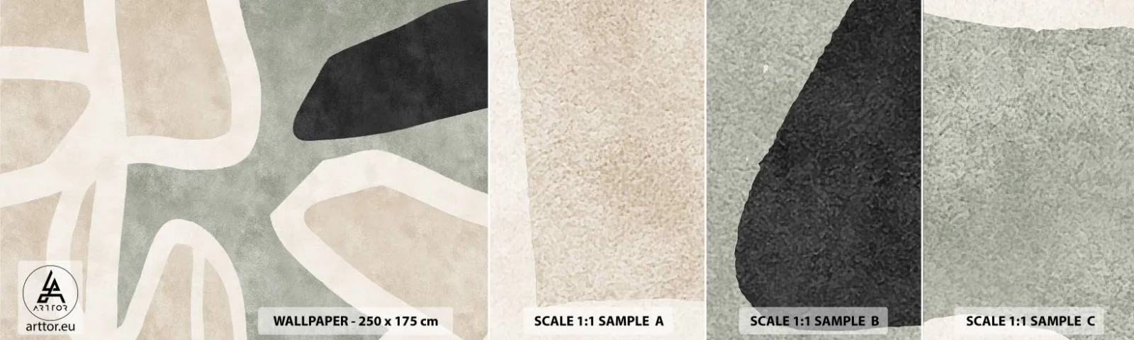 Fotobehang Monster Zelfklevend Deluxe Sticker - Compositie met een zwart motief - Abstractie, Minimalisme, Moderne kunst - 100x30 cm