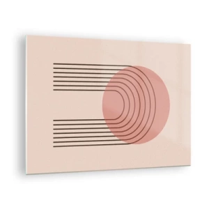 Schilderen op glas - Minimalistische geometrische afbeeldingen in beige tinten - 70x50cm - Onweerstaanbare aantrekkingskracht - Moderne wanddecoratie voor woonkamer en slaapkamer ARTTOR