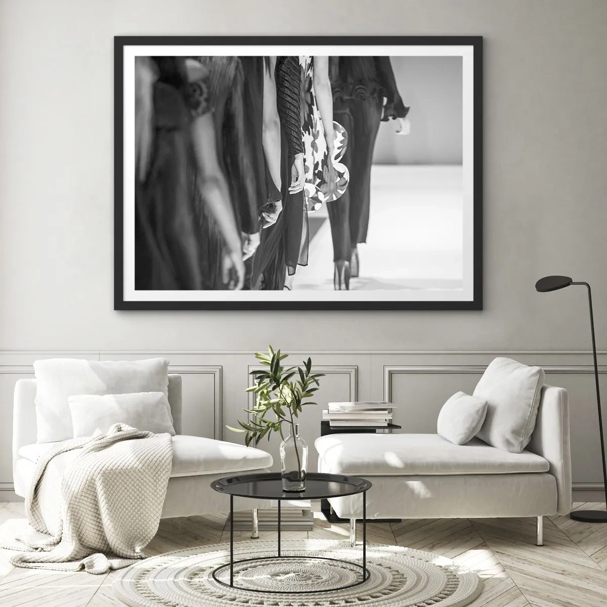 Poster in een zwarte lijst - Een stijlvolle optocht - 50x40 cm