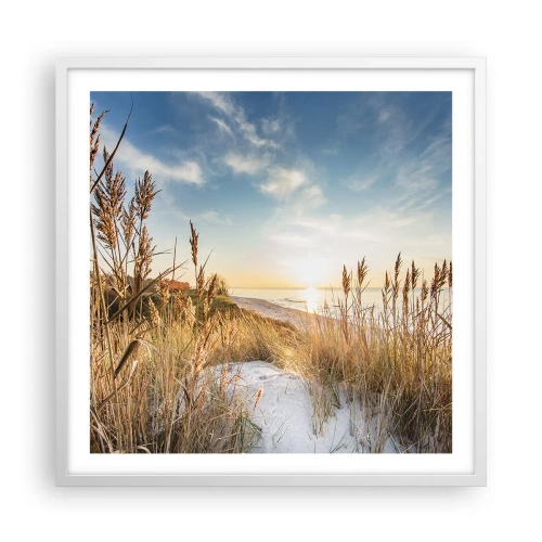 Poster in een witte lijst - Noord strand - 60x60 cm