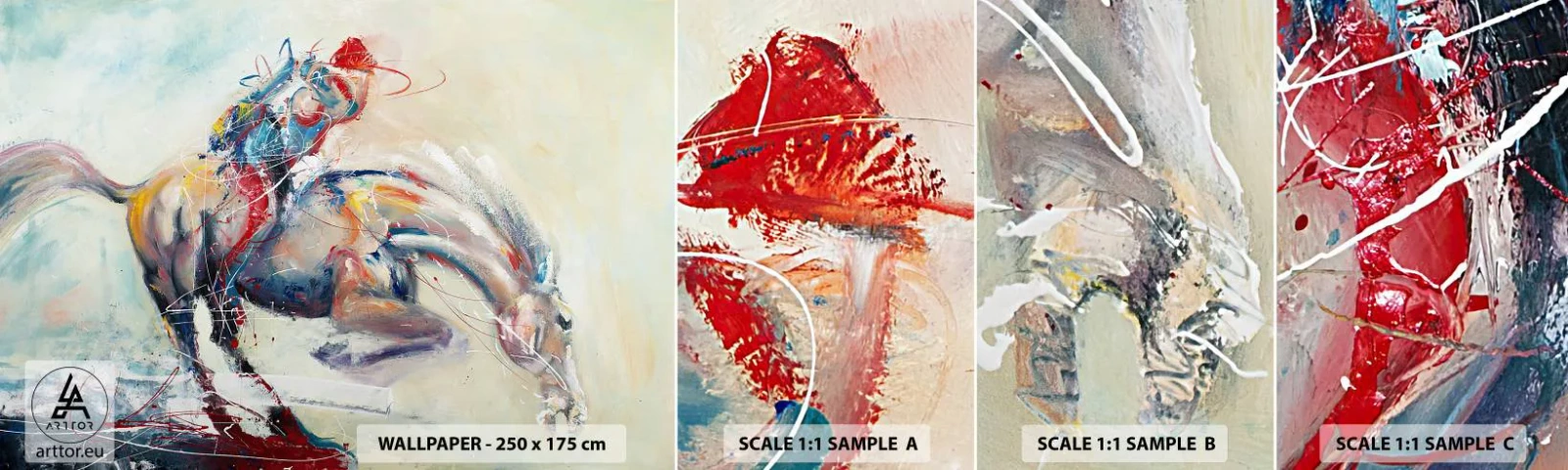 Fotobehang Monster Zelfklevend Deluxe Sticker - Hou vol, we vliegen - Dieren, Paard, Rijder - 100x30 cm