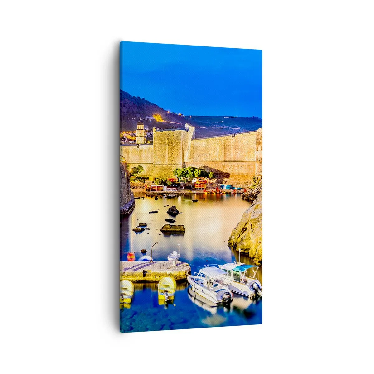 Schilderen op canvas - Verlichte nacht aan de Adriatische Zee - 55x100 cm