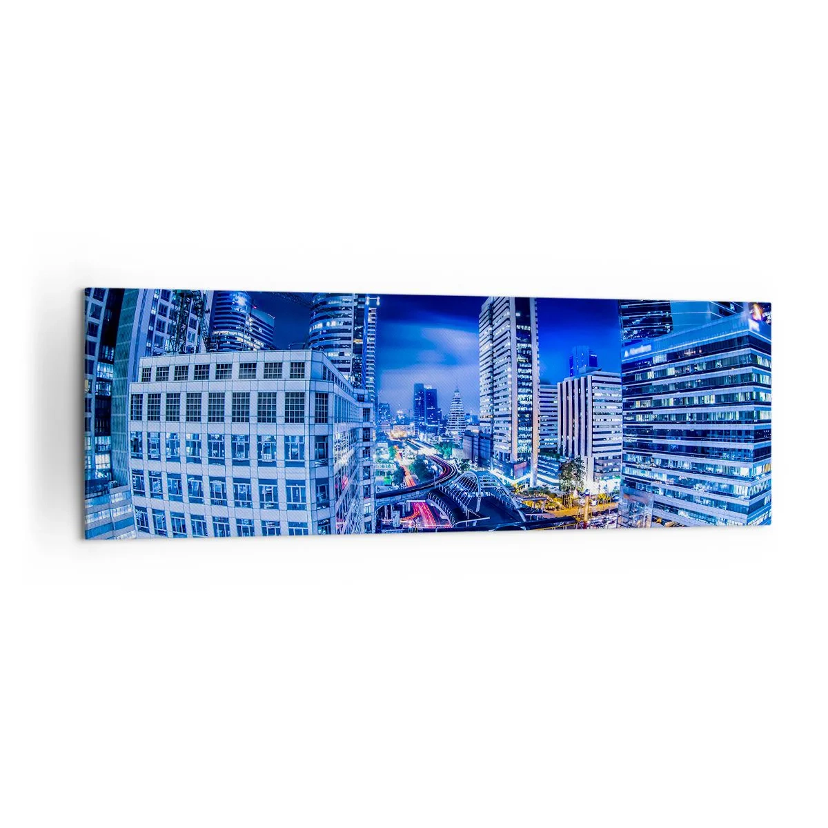 Schilderen op canvas - Ritmes van de nachtstad - 160x50 cm