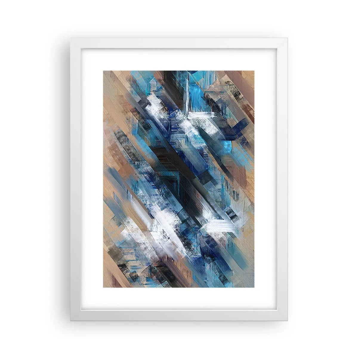Poster in een witte lijst - Op een blauwe diagonaal - 30x40 cm