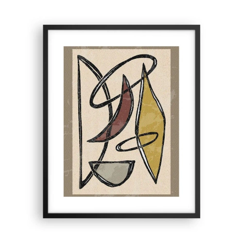 Poster in een zwarte lijst - Verticale en horizontale lijnen - 40x50 cm