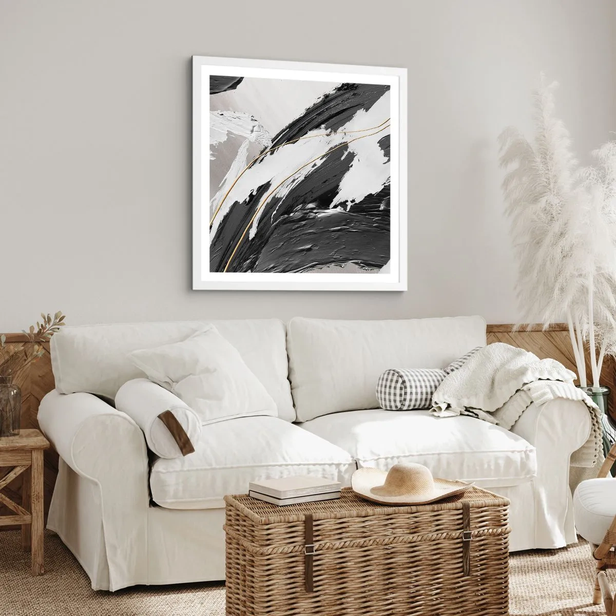 Poster in een witte lijst - Abstractie op grote schaal - 40x40 cm