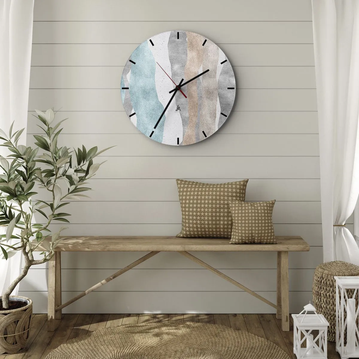 Wandklok - Klok - Abstracte pastelgolven op een lichte achtergrond - 30x30cm - Een studie van nabijheid - Moderne wanddecoratie voor woonkamer, keuken en slaapkamer ARTTOR