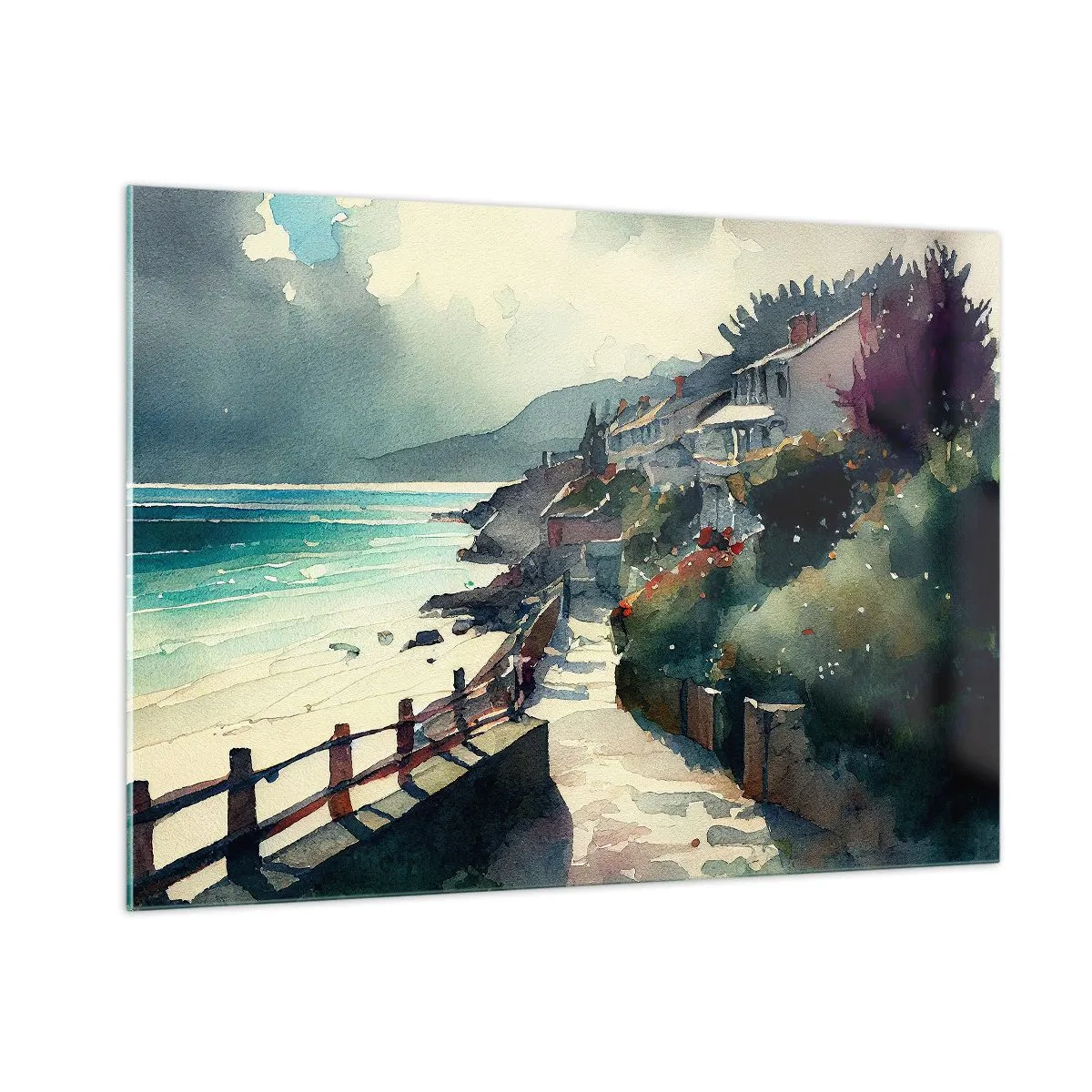 Schilderen op glas - Mediterrane stad - 100x70 cm