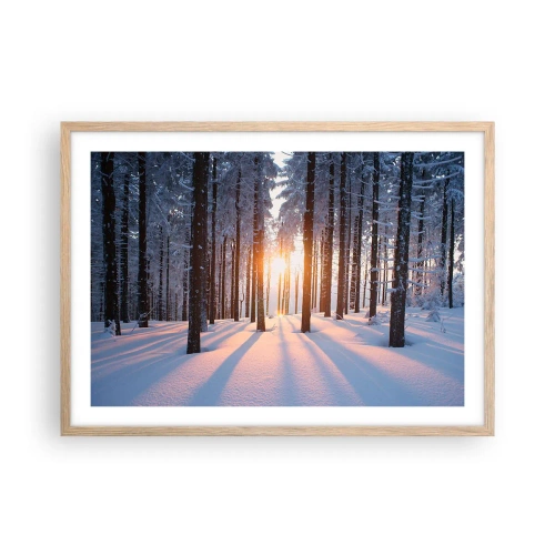 Een poster in een licht eiken lijst - Duidelijk in zwart-wit - 70x50 cm