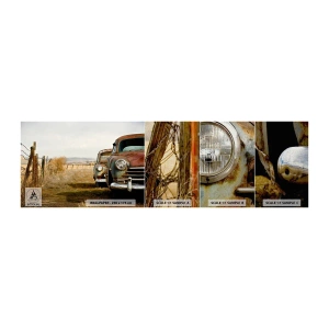 Fotobehang Monster Premium Canvas - Een welverdiende rust - Oude auto, Automobiel, Vintage - 100x30 cm