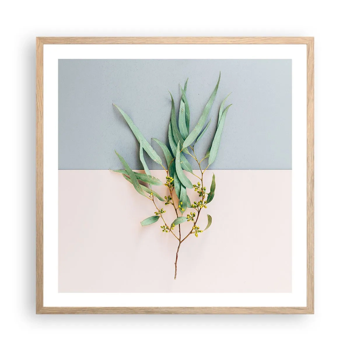 Een poster in een licht eiken lijst - Subtiliteit in pastelkleuren - 60x60 cm