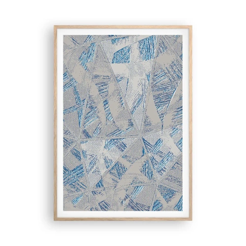 Een poster in een licht eiken lijst - In een blauwgrijs labyrint - 70x100 cm